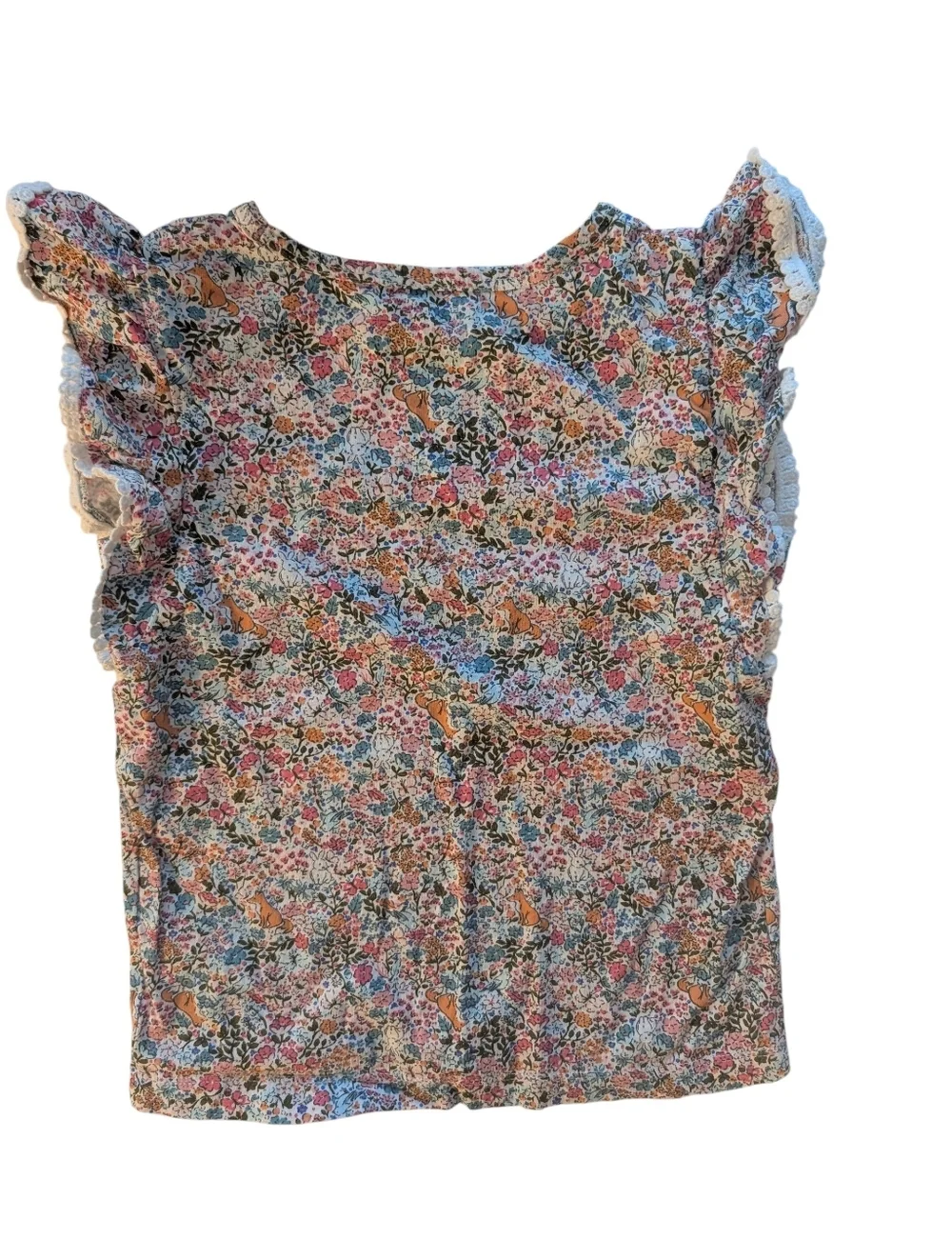 Carter's Girls Floral Ruffle Sleeve Top - Multicolor Cotton Size 6